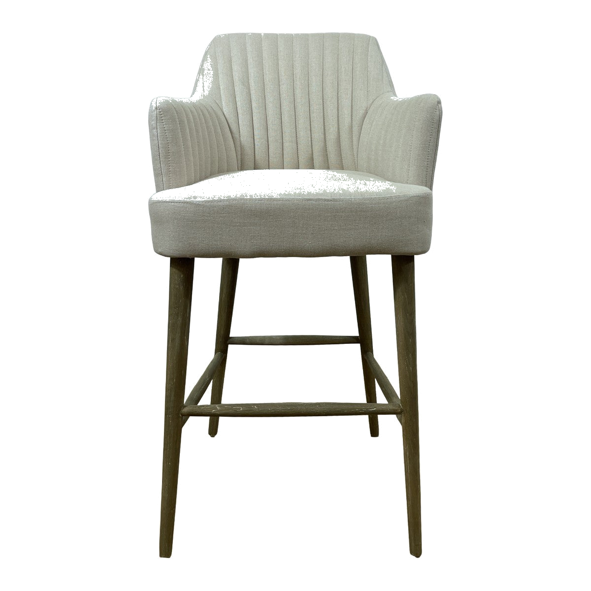Bar Stool with Arms in Ecru Linen