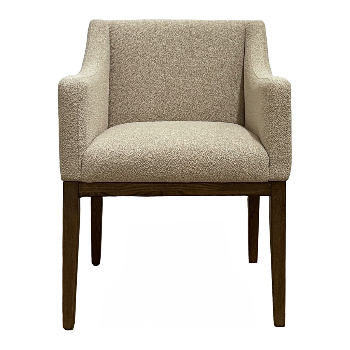 Compact fully upholstered dining armchair on an ashwood frame