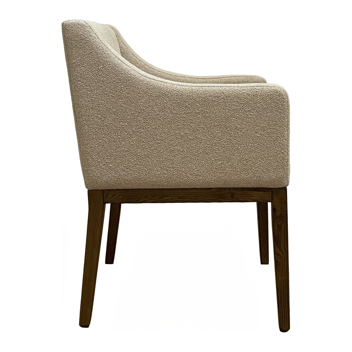 Compact fully upholstered dining armchair on an ashwood frame