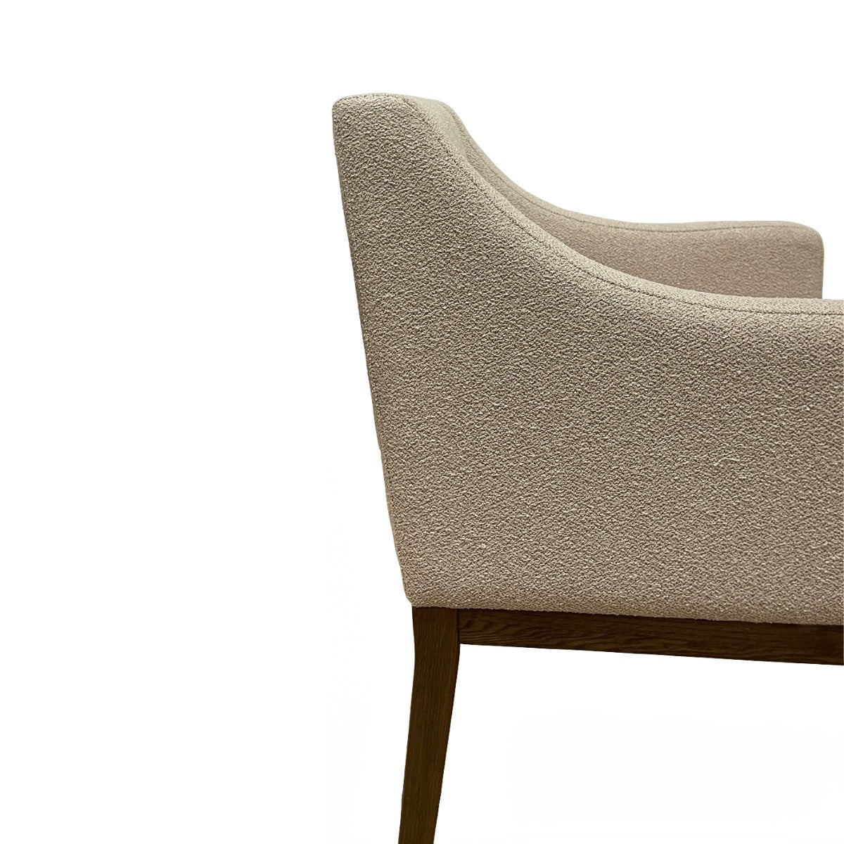 Compact fully upholstered dining armchair on an ashwood frame
