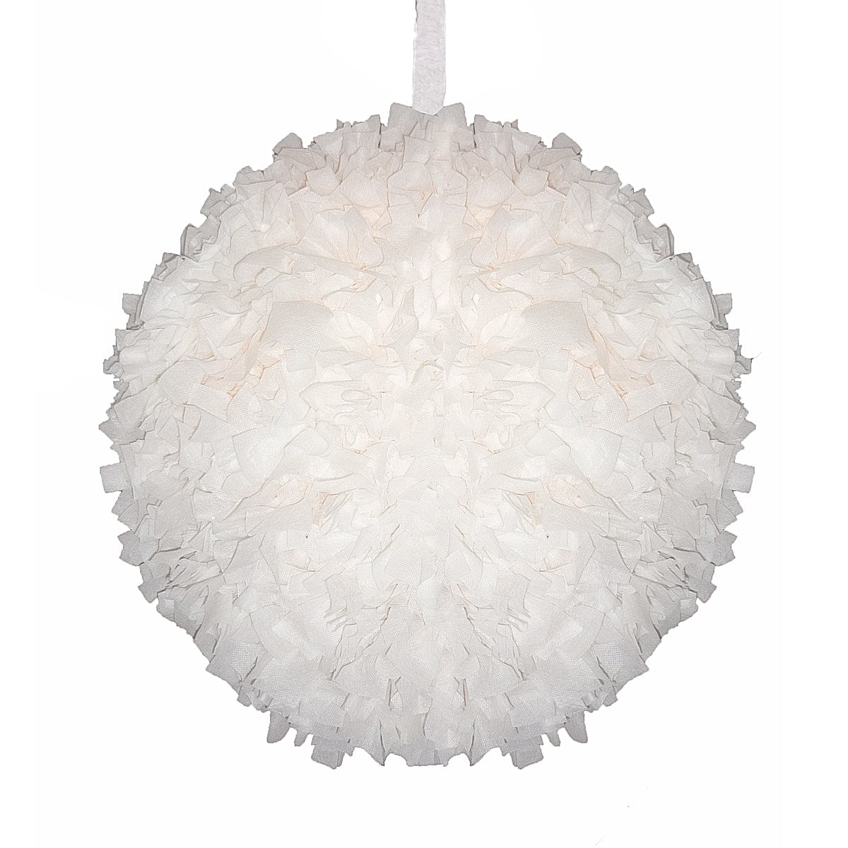 Hanging spherical pendant lamp made of densely gathered layered fabric