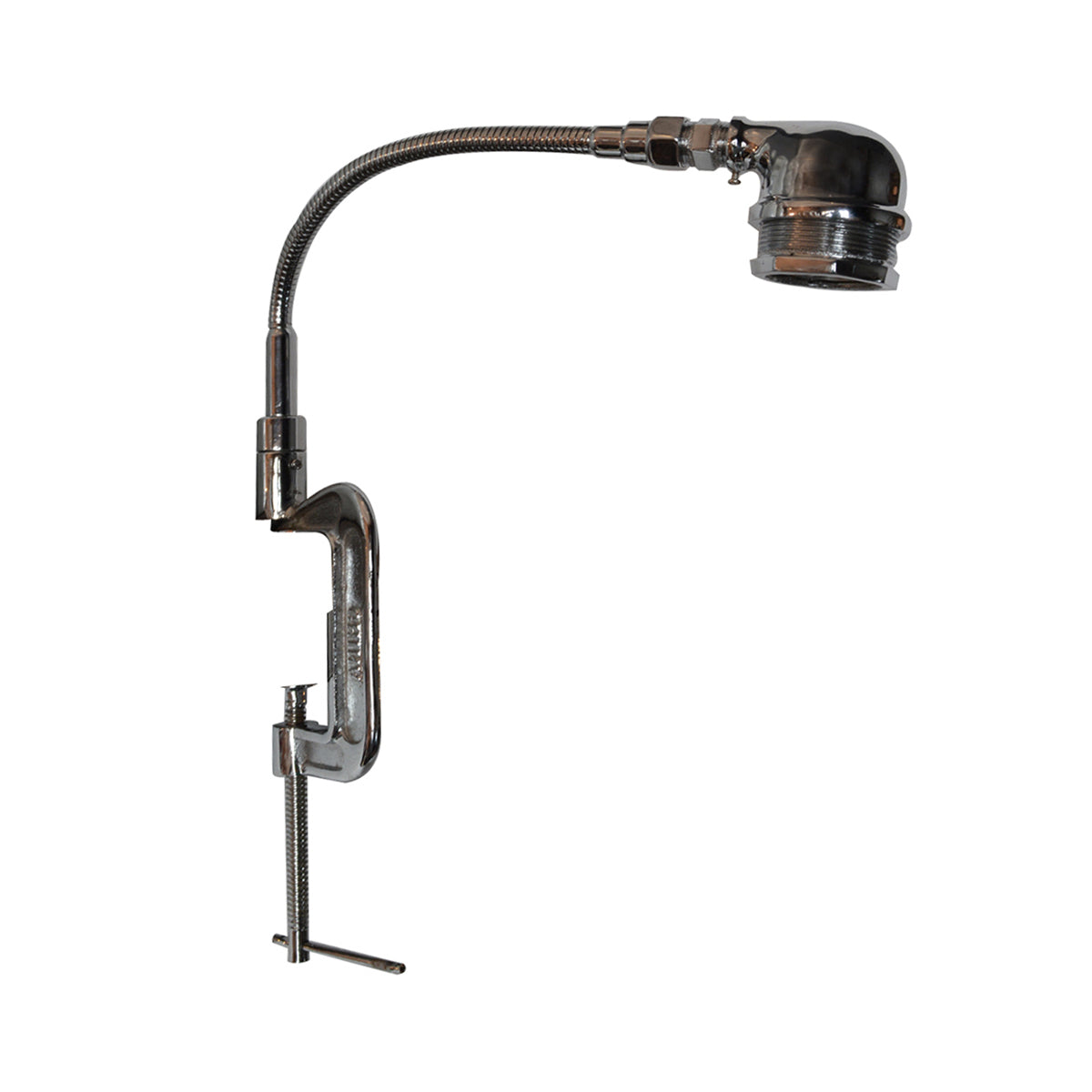 Chrome knuckle joint clip lamp with flexible arm and clamp base