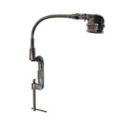 Chrome knuckle joint clip lamp with flexible arm and clamp base