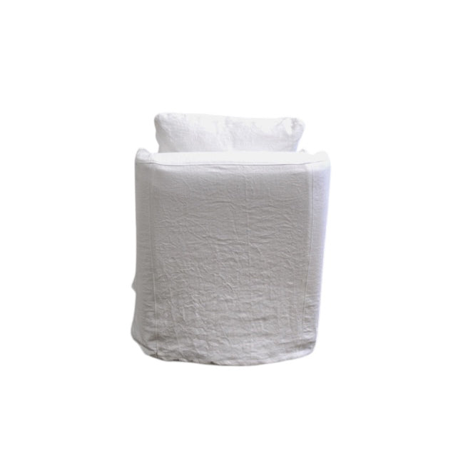 Rhone Swivel Chair in Belgian White Linen