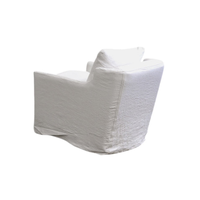 Rhone Swivel Chair in Belgian White Linen