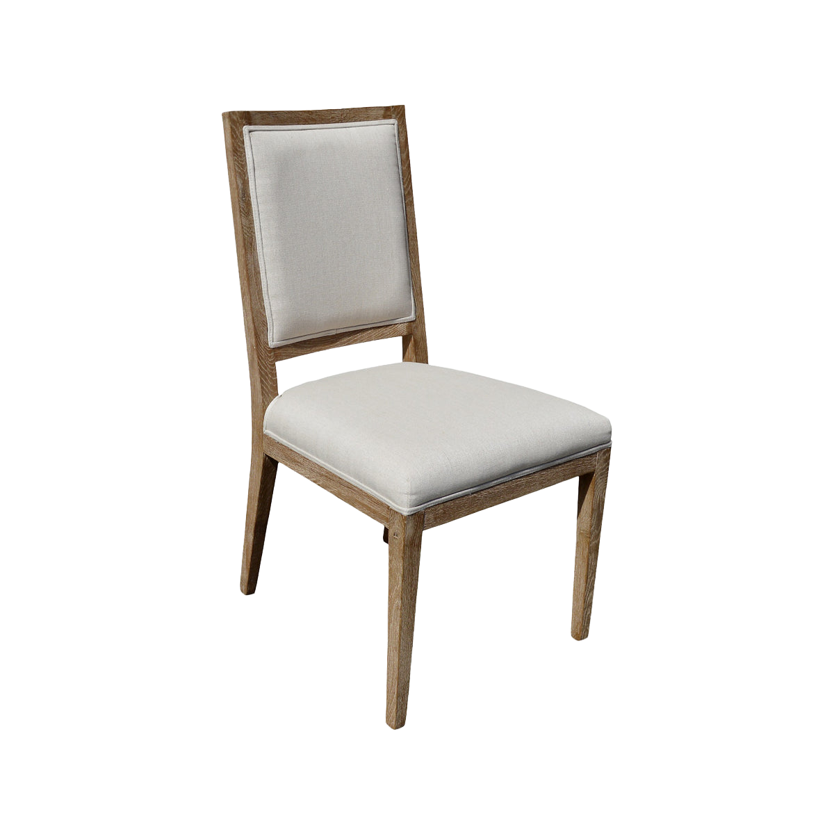 Ecru Linen Side Chair with Oak Frame