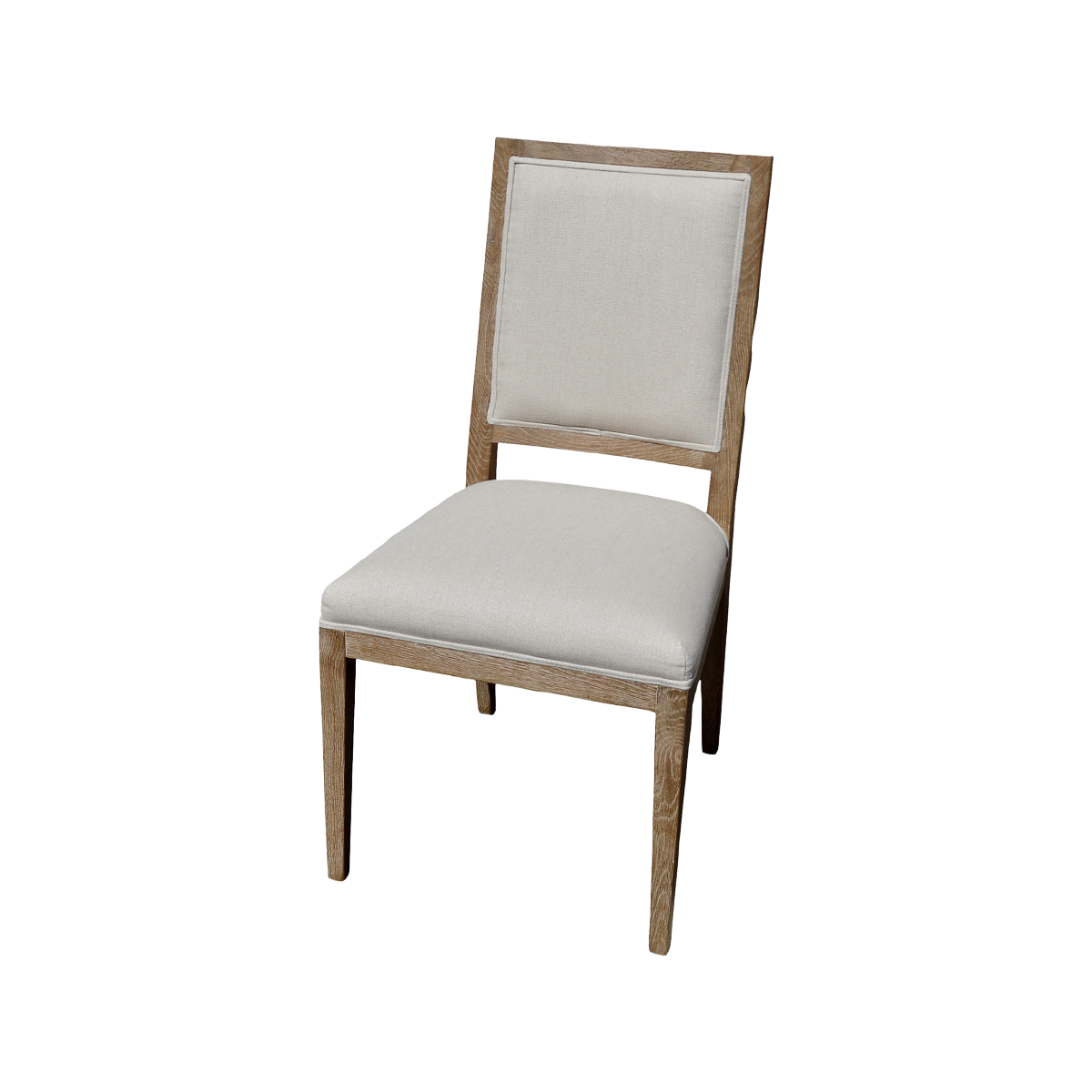 Ecru Linen Side Chair with Oak Frame