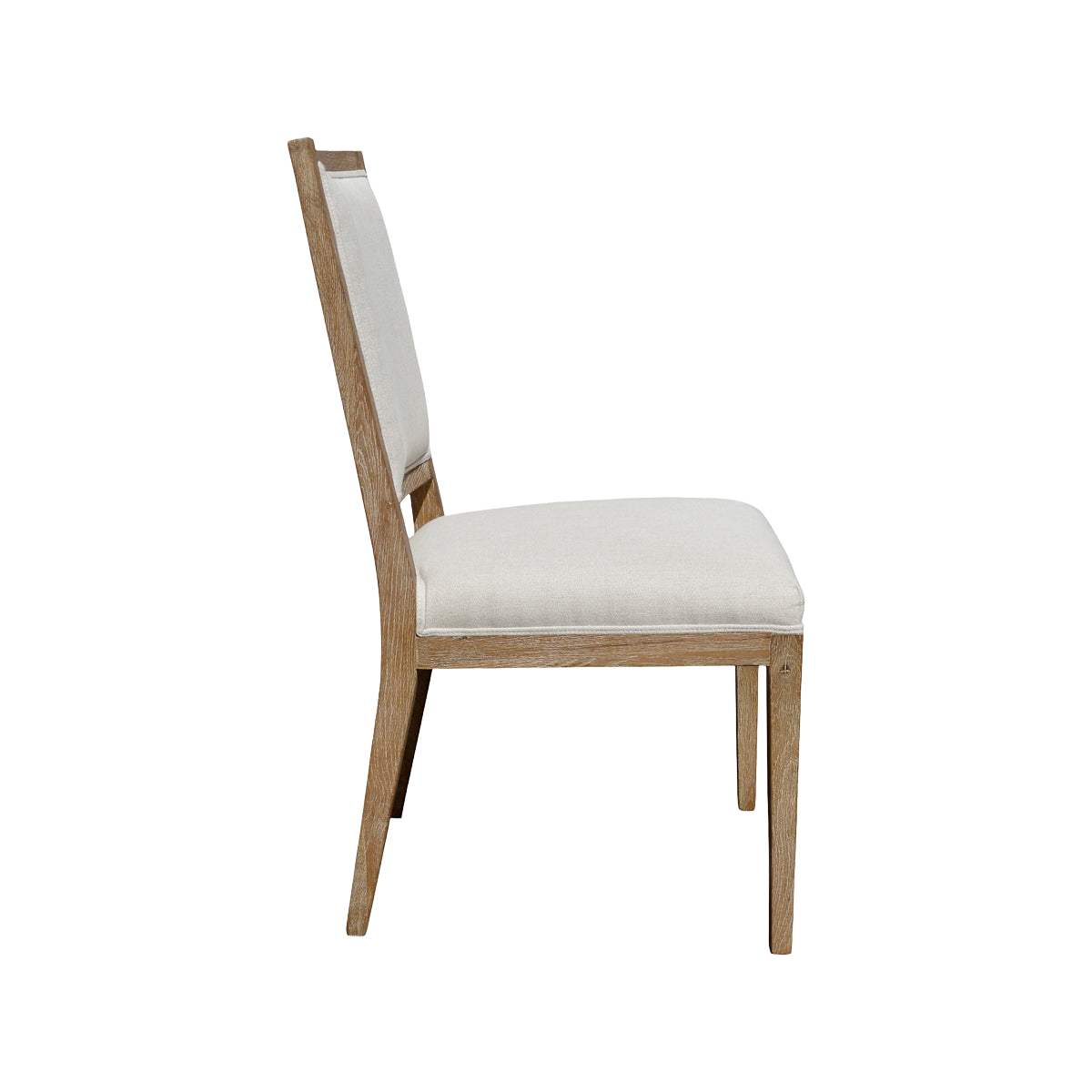 Ecru Linen Side Chair with Oak Frame