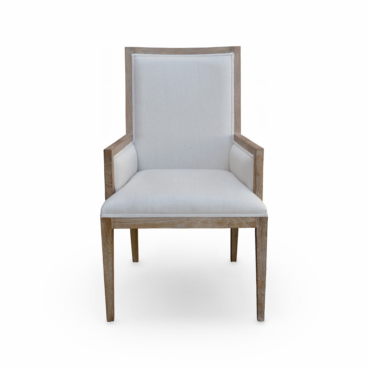 Ecru Linen Armchair with Oak Frame
