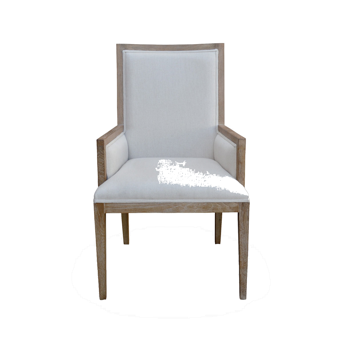 Ecru Linen Arm Chair with Oak Frame