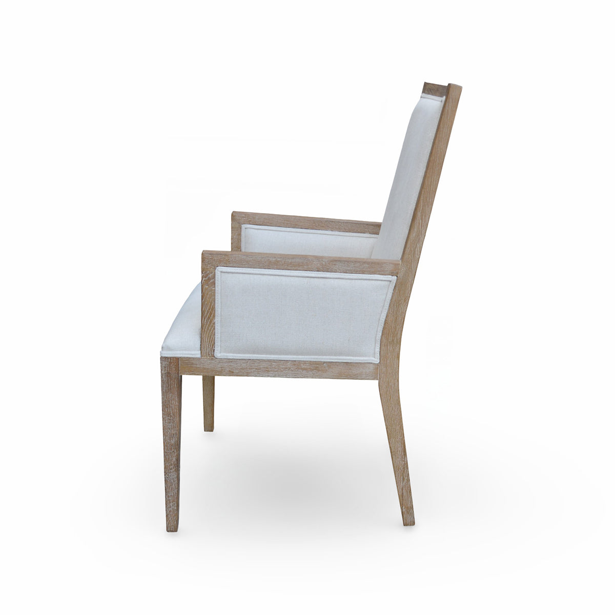 Ecru Linen Armchair with Oak Frame