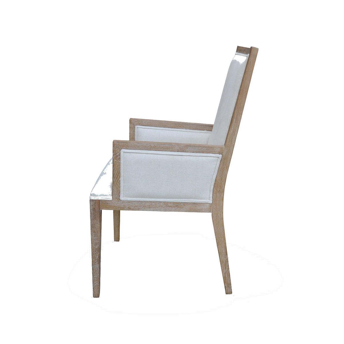 Ecru Linen Arm Chair with Oak Frame
