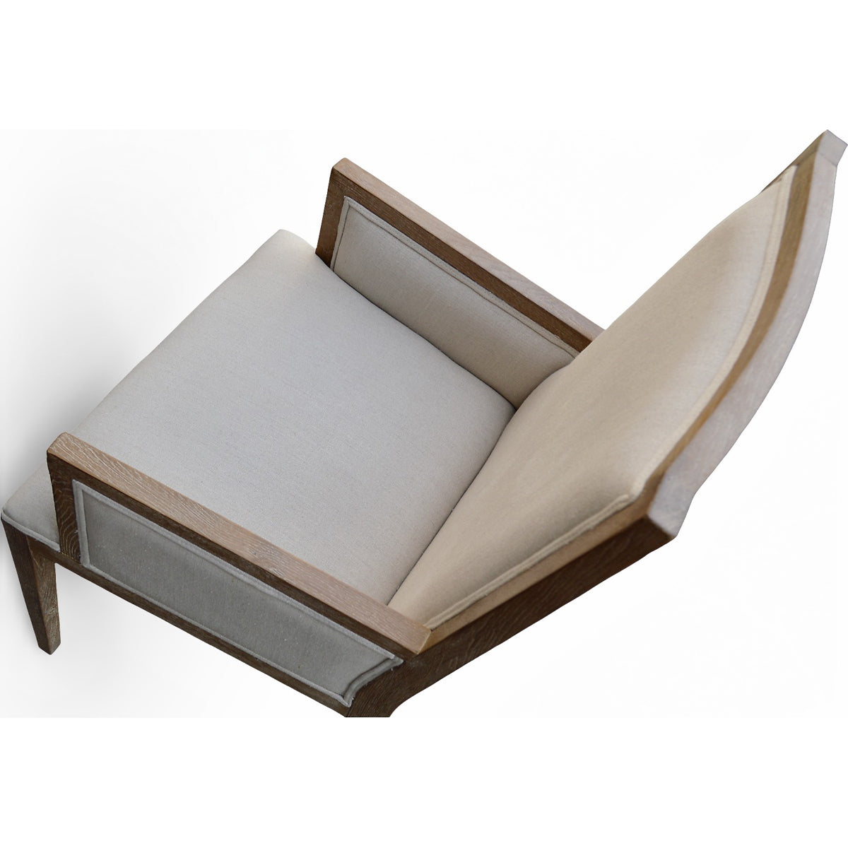 Ecru Linen Armchair with Oak Frame