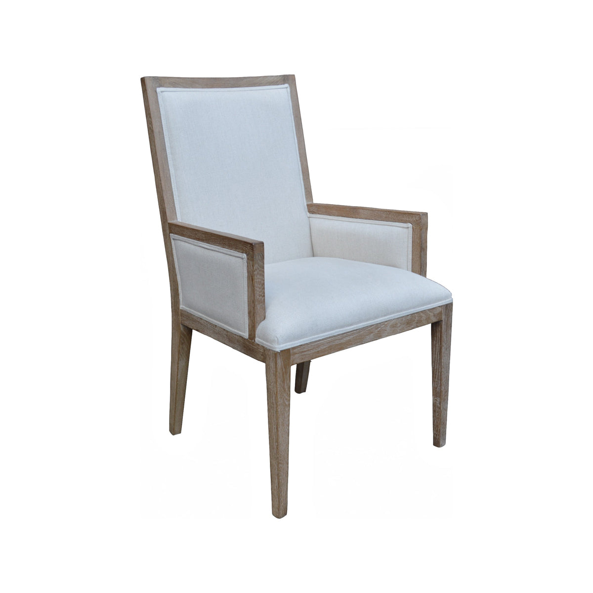Ecru Linen Armchair with Oak Frame