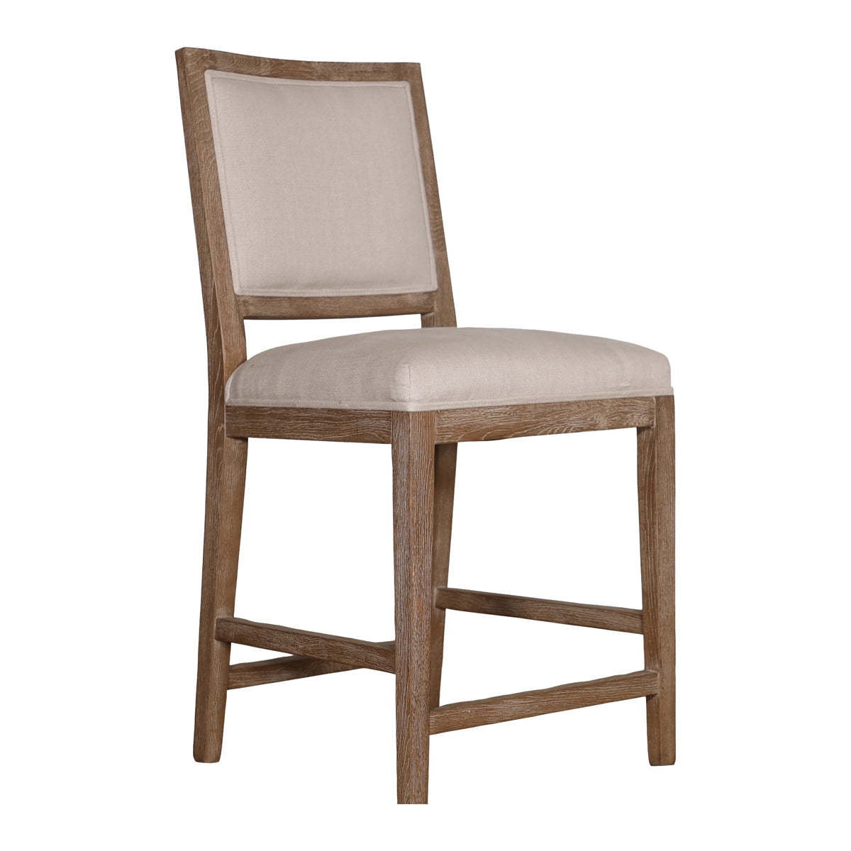Ecru Linen Counter Chair with Oak Frame