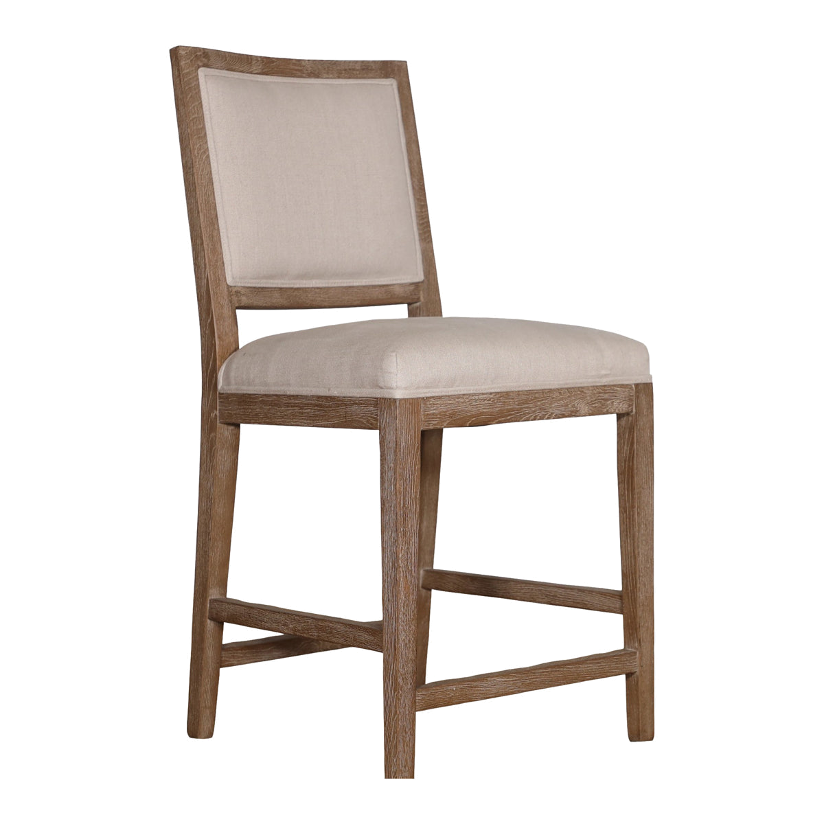 Ecru Linen Counter Chair with Oak Frame