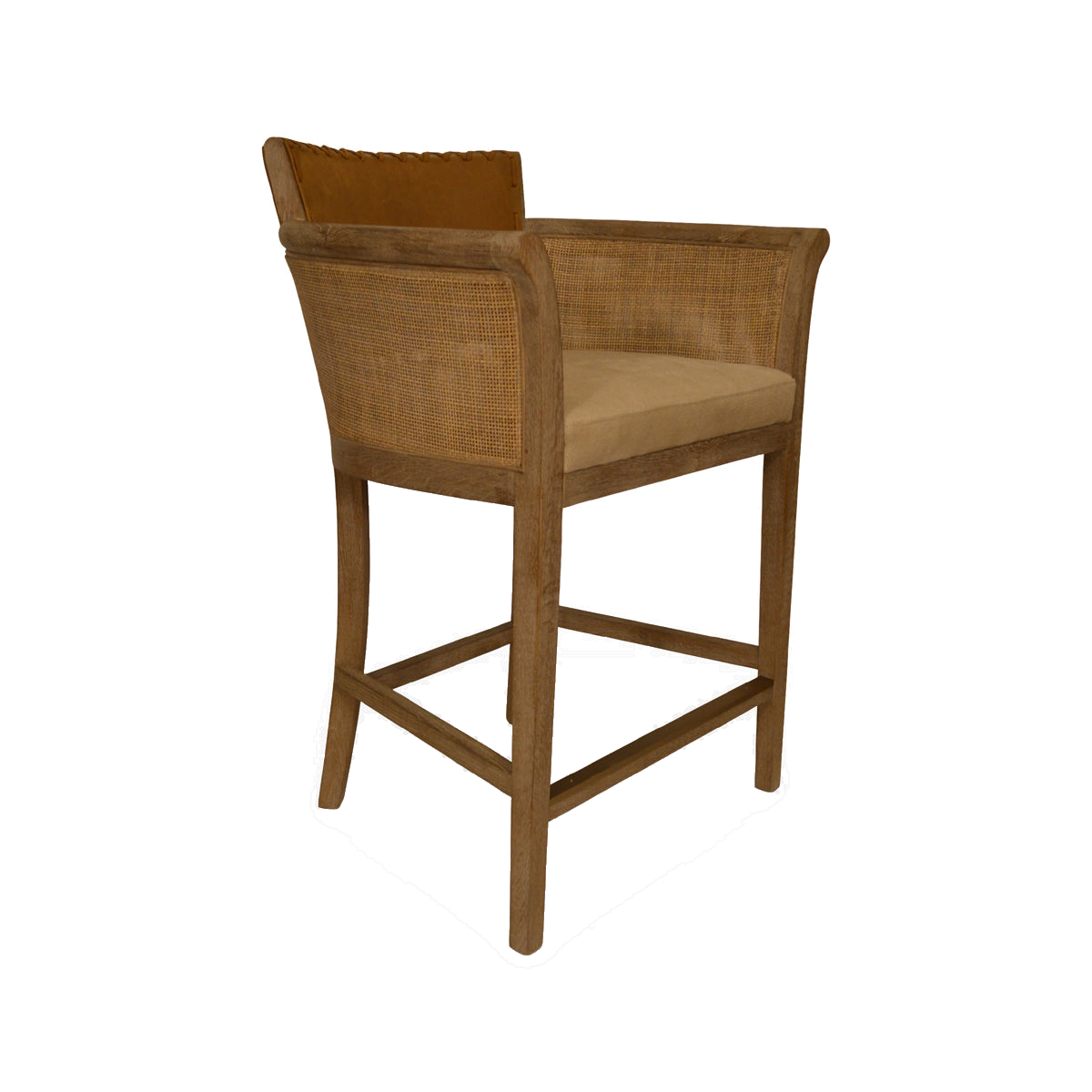 Garcia Counter Chair Arms Brown Leather