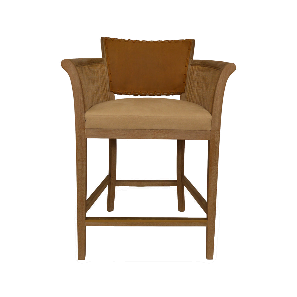 Garcia Counter Chair Arms Brown Leather