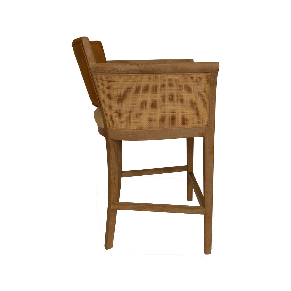 Garcia Counter Chair Arms Brown Leather