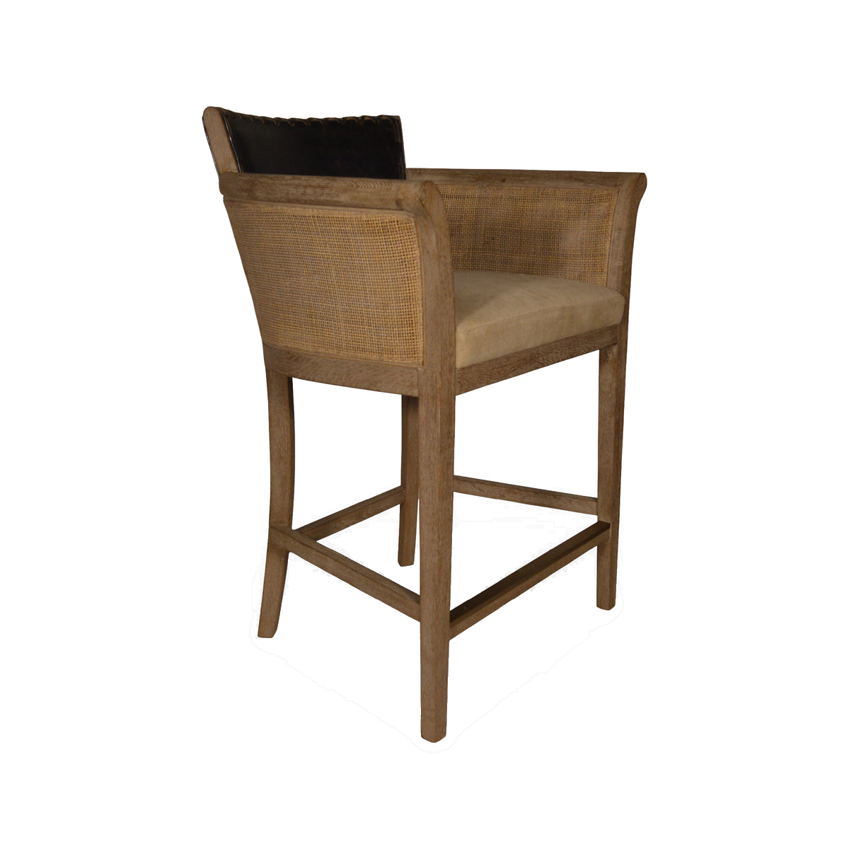 Garcia Counter Chair Arms Black Leather