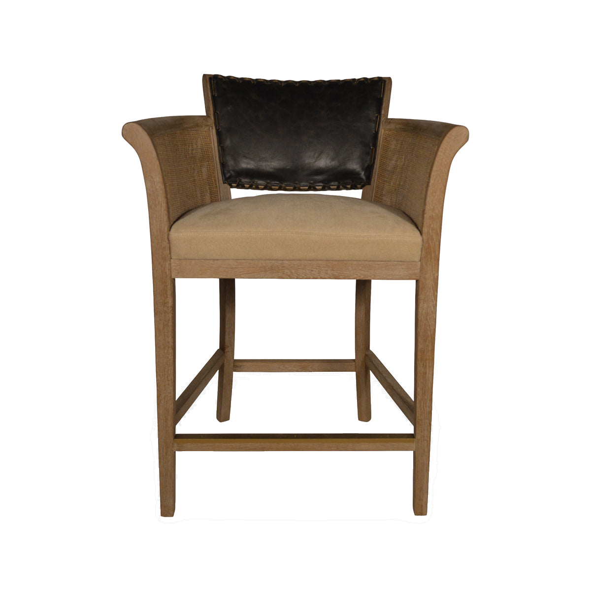 Garcia Counter Chair Arms Black Leather