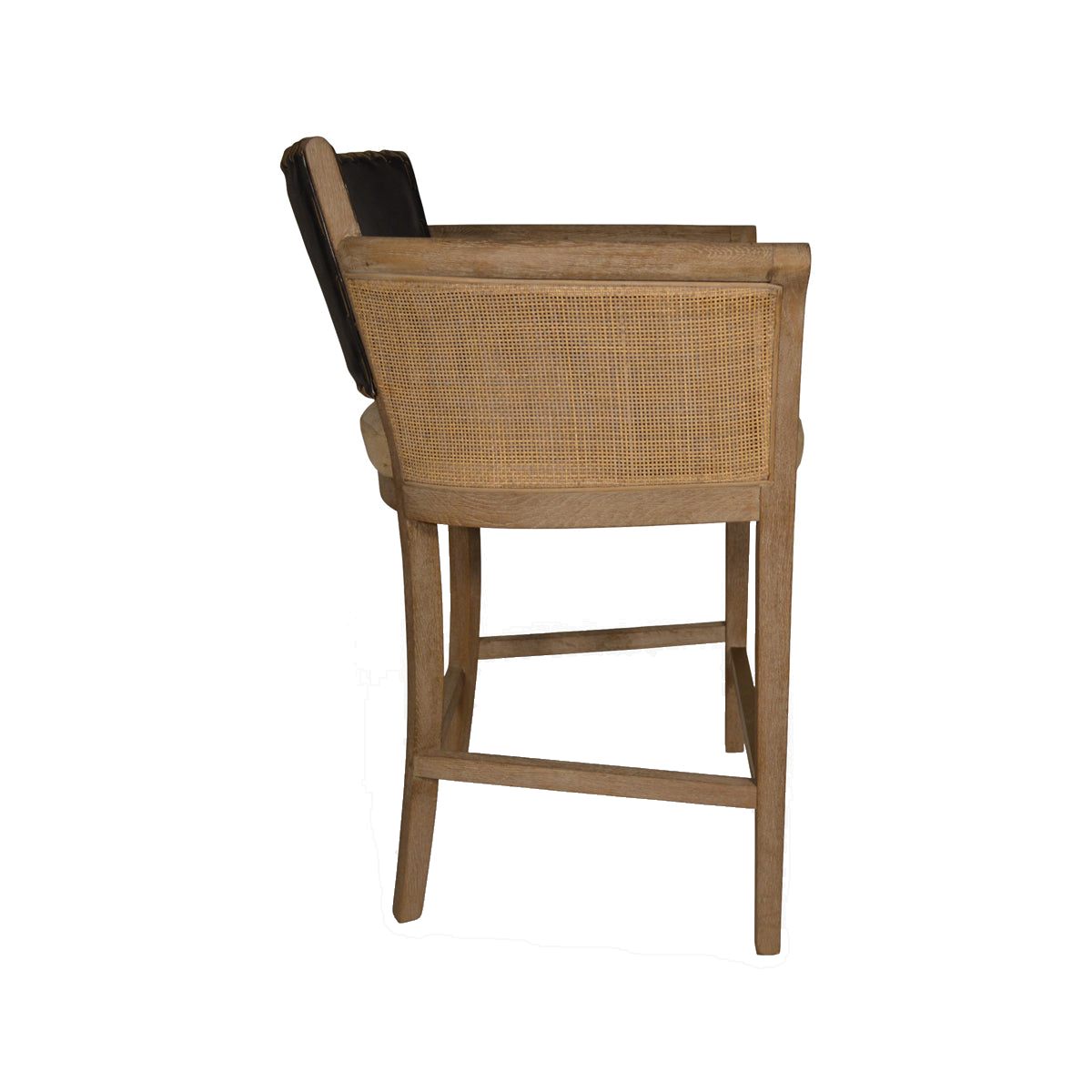 Garcia Counter Chair Arms Black Leather