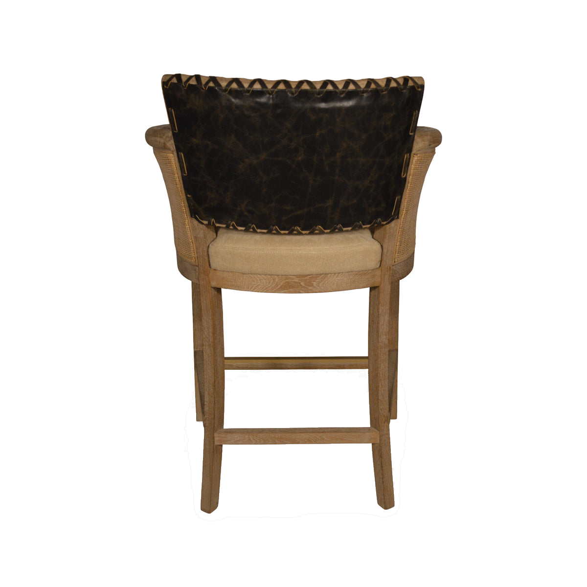 Garcia Counter Chair Arms Black Leather