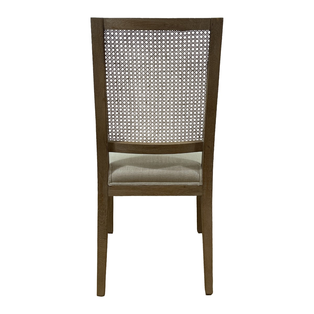 Oak side chair with a woven cane back and upholstered seat
