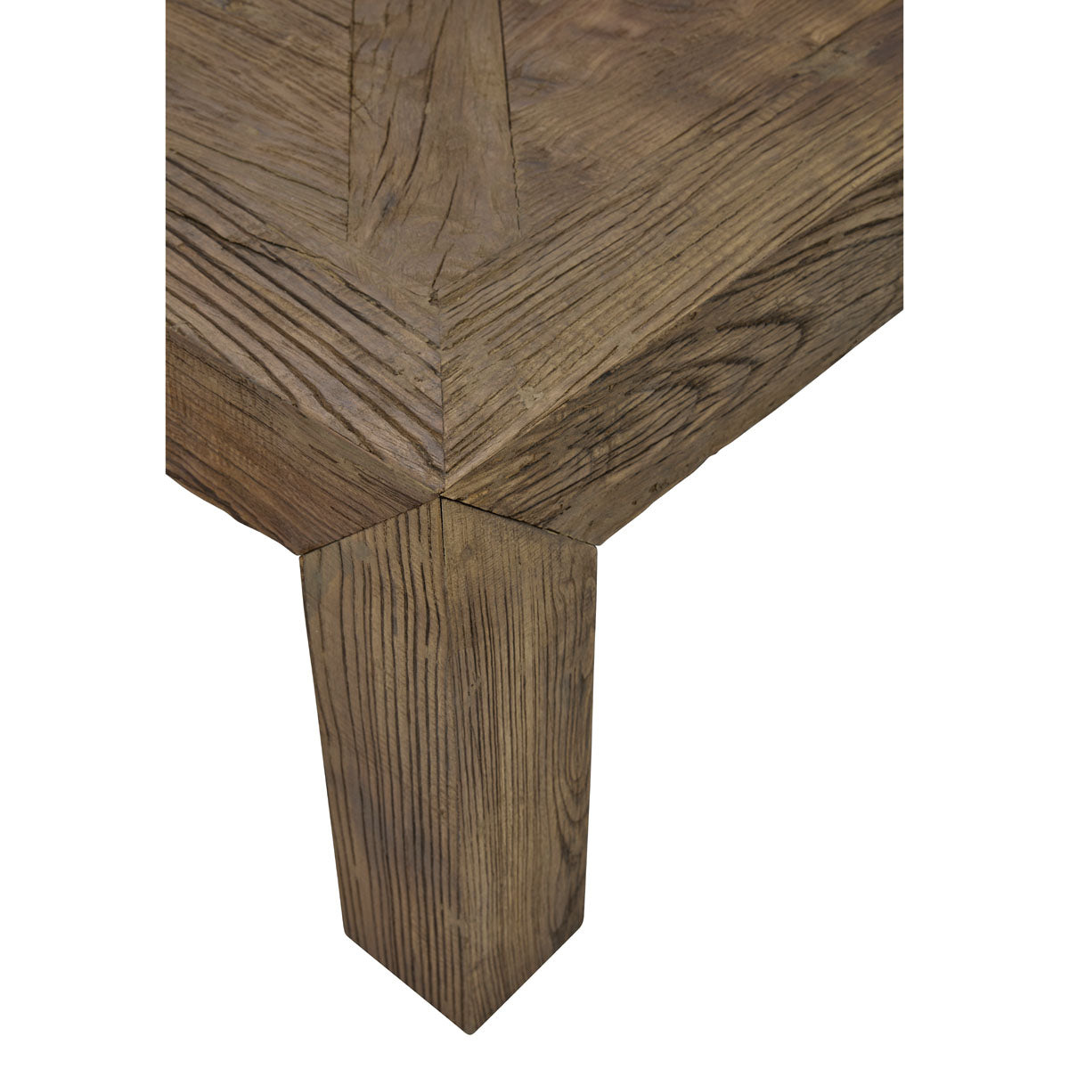 Low square reclaimed elm coffee table on solid legs
