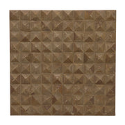 Square pine wall panel with a repeating diamond-cut relief pattern