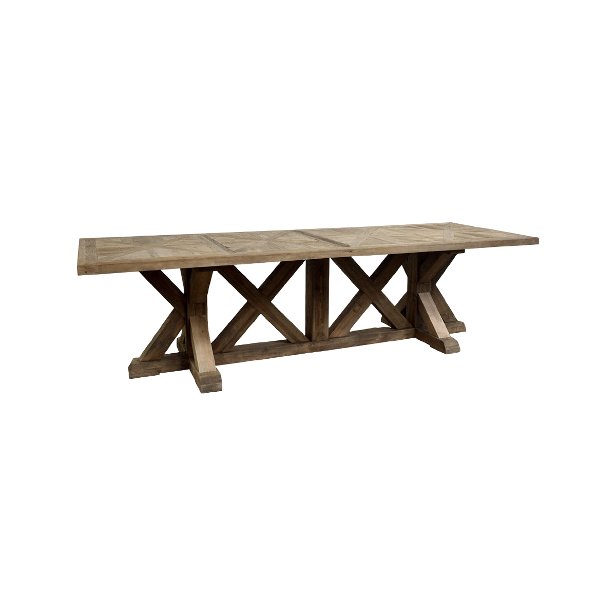 Elm Parquet Top Dining Table X-Base