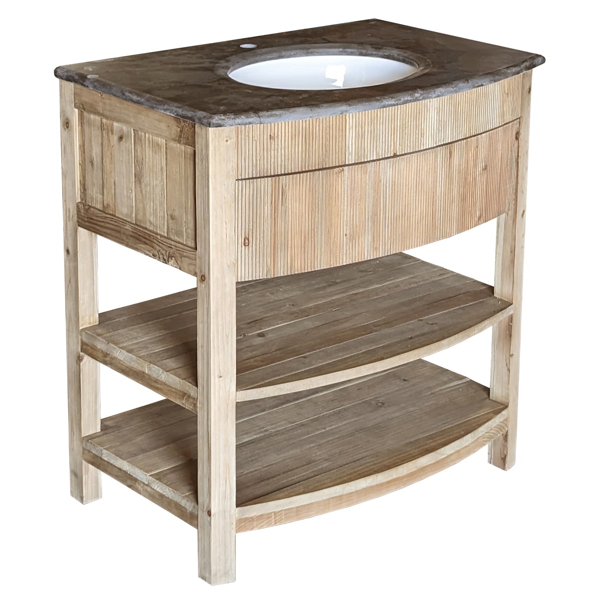 Bowfront Galleried Vanity in Natural