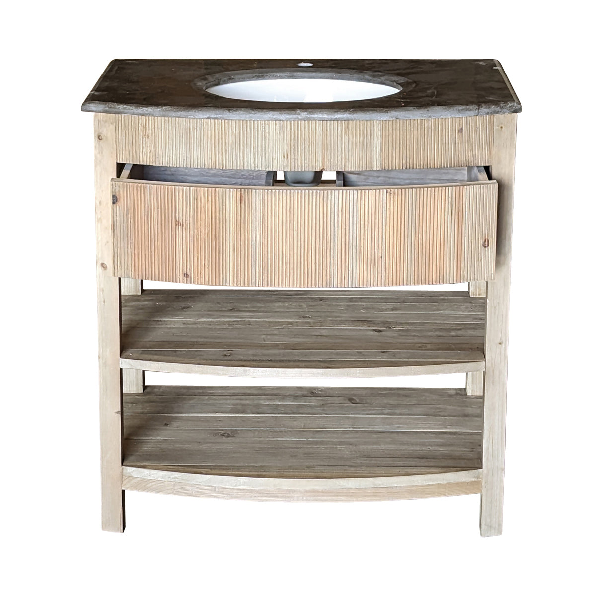 Bowfront Galleried Vanity in Natural