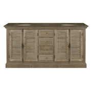 Large Double Vanity with Louvered Doors in Washed Finish