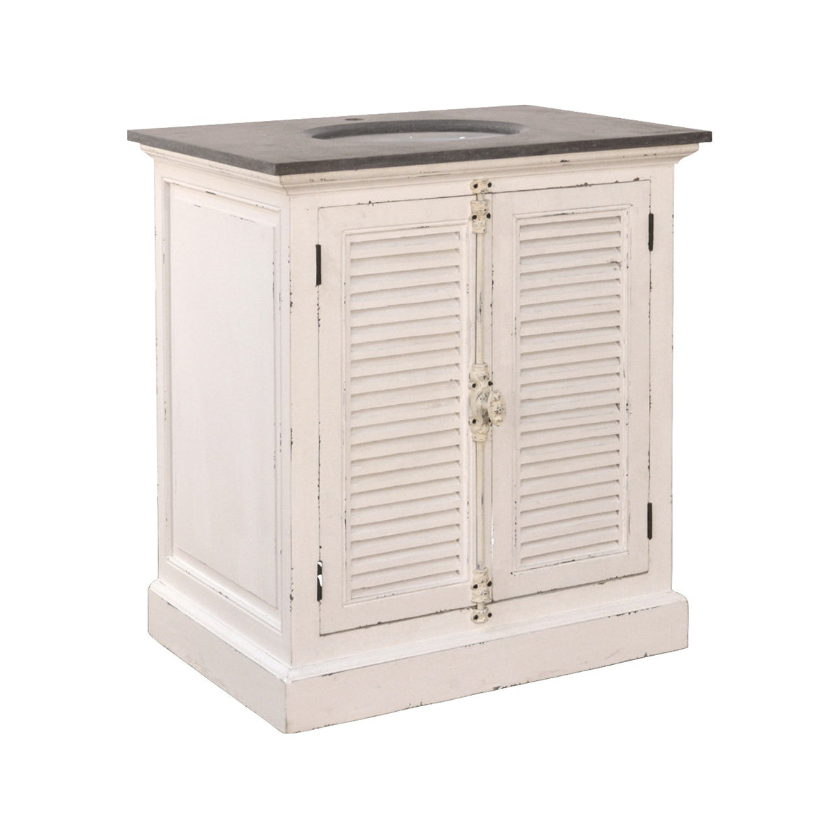 Small Two Door Louvered Vanity in White