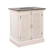 Small Two Door Louvered Vanity in White