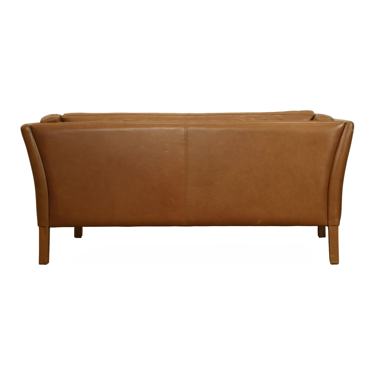 Reggio two-seater sofa in soft Old Saddle Nut leather with a relaxed silhouette
