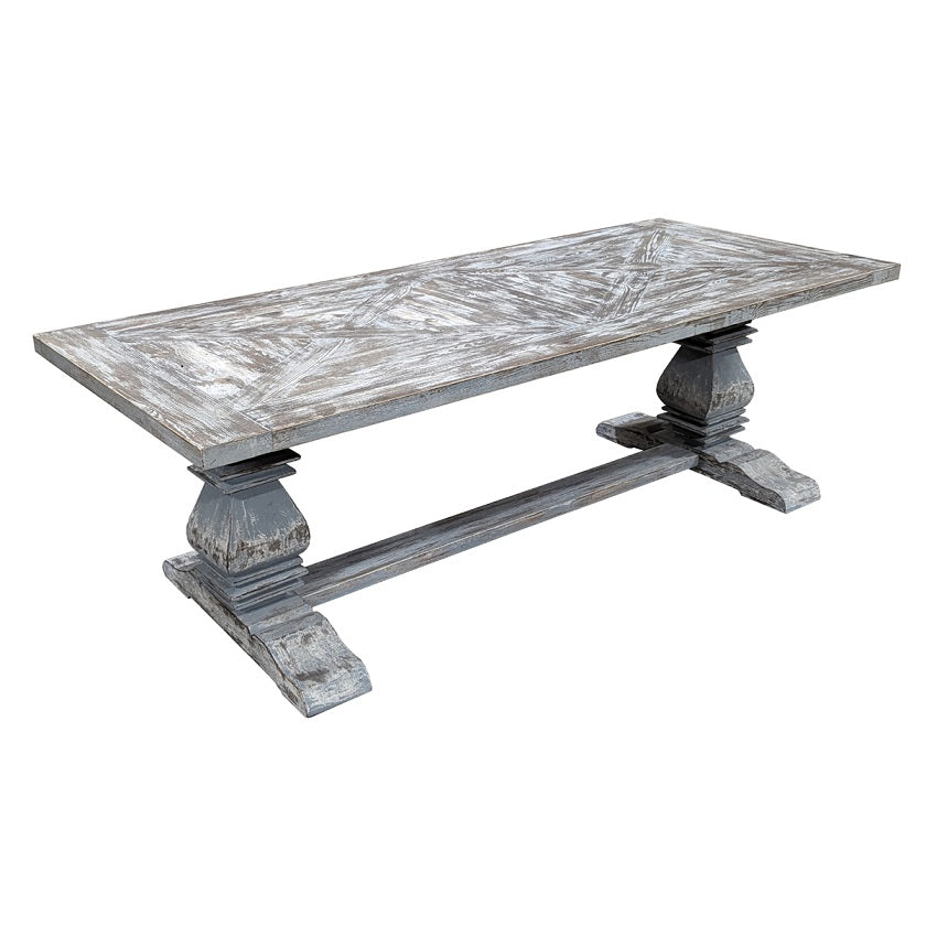 Reclaimed Pine Parquet Top Baluster Table