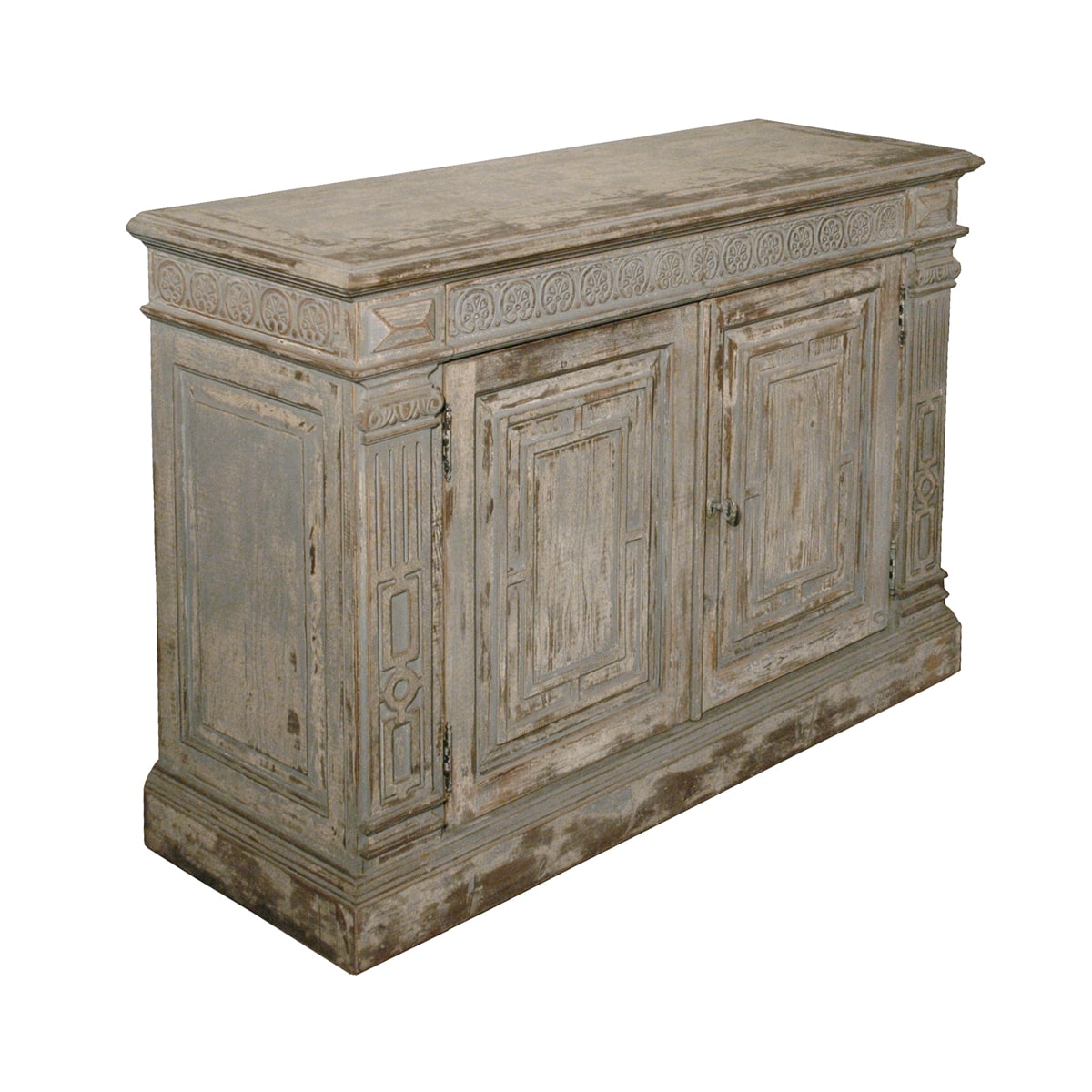 Reclaimed pine column sideboard with paneled doors framed by vertical columns