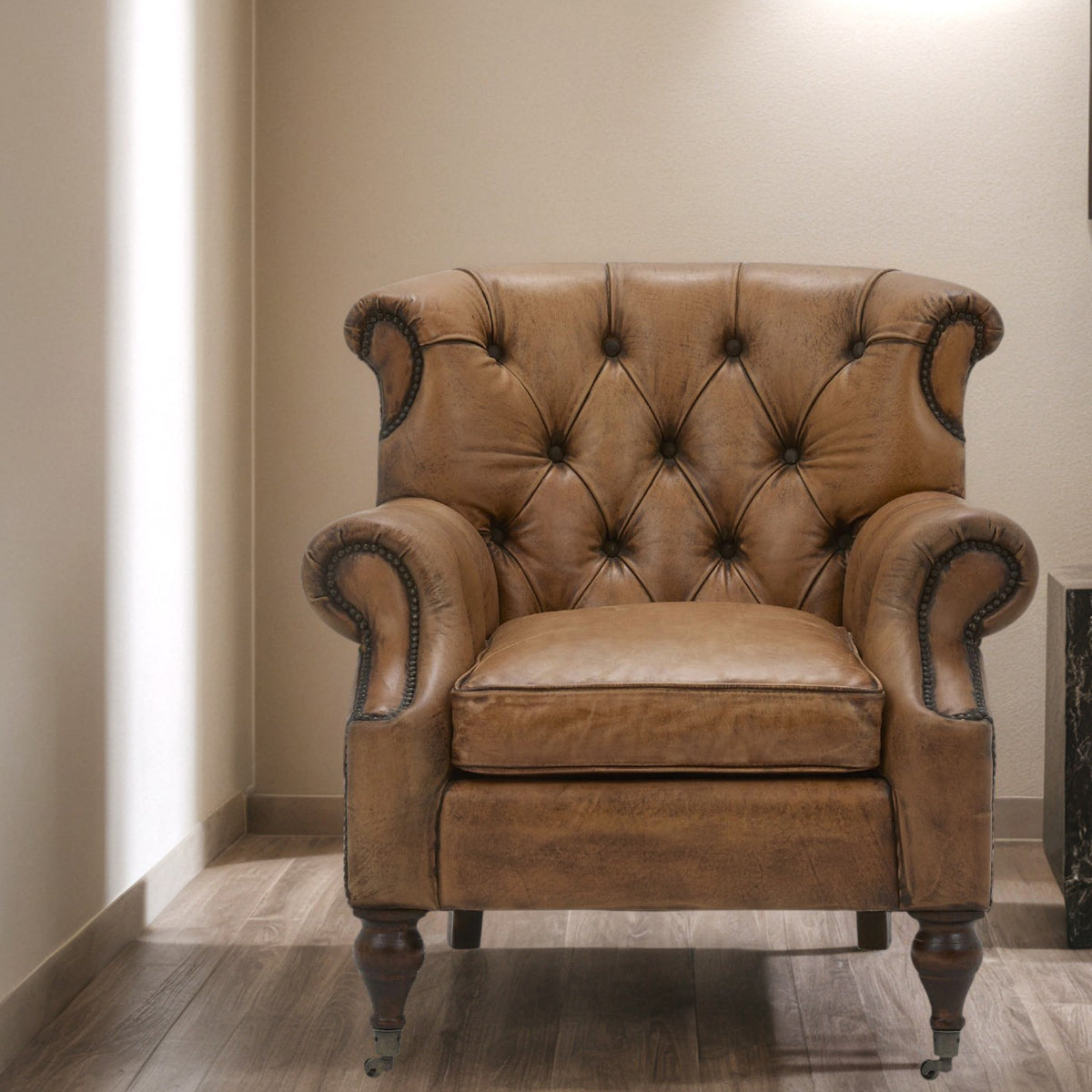 Somerset Tufted Chair in Antique Buffalo Leather