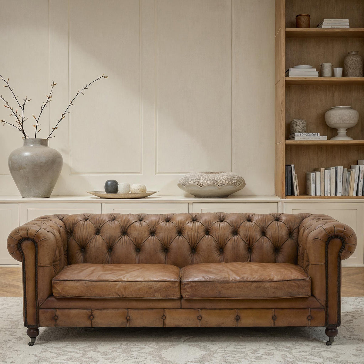 Newport Chesterfield Sofa in Antique Buffalo Leather