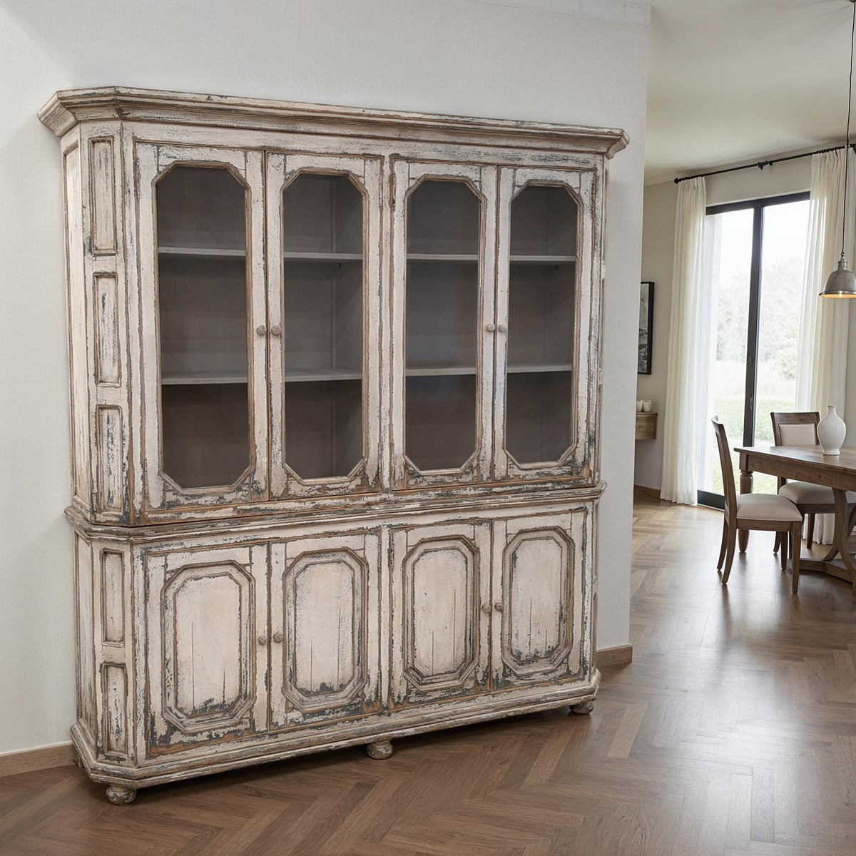 Large Cabinet with Glass and Panel Doors