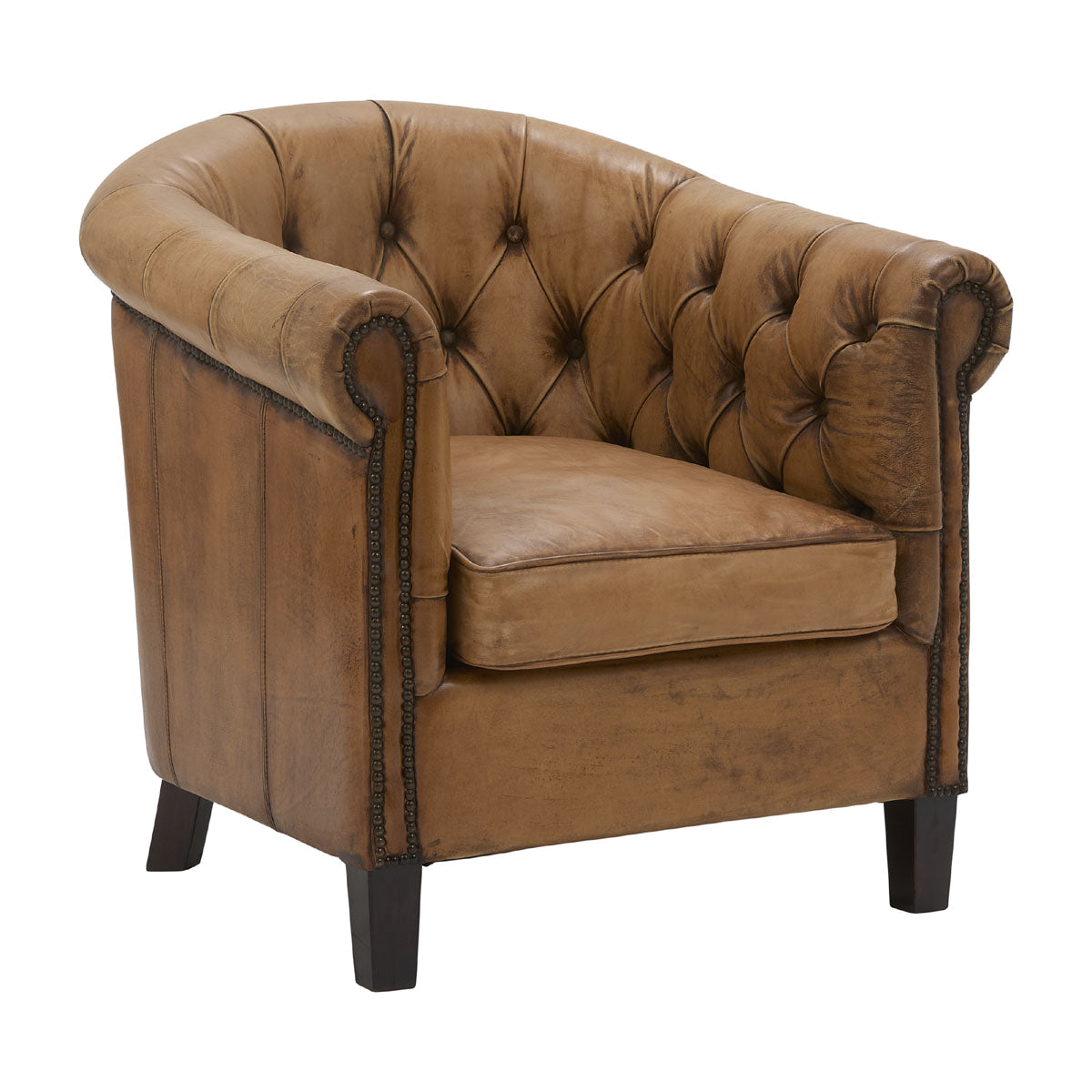 Burton Tufted Club Chair Antique Buffalo
