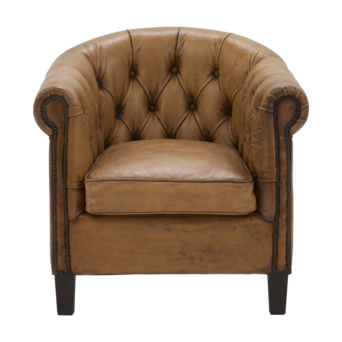 Burton Tufted Club Chair in Antique Buffalo Leather