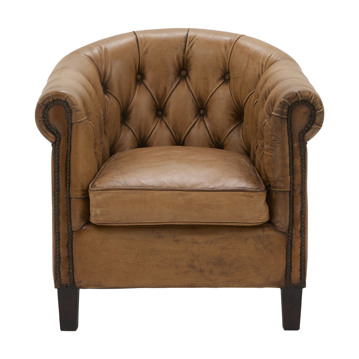 Burton Tufted Club Chair Antique Buffalo