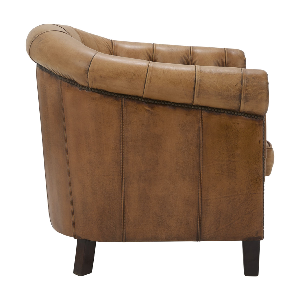 Burton Tufted Club Chair in Antique Buffalo Leather
