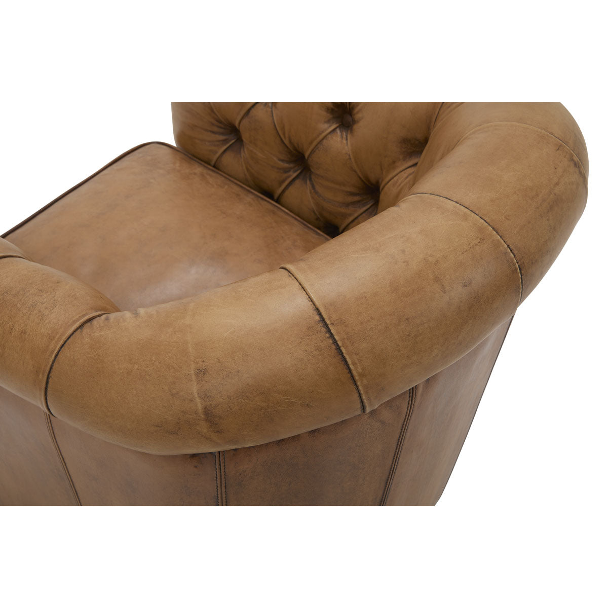 Burton Tufted Club Chair in Antique Buffalo Leather