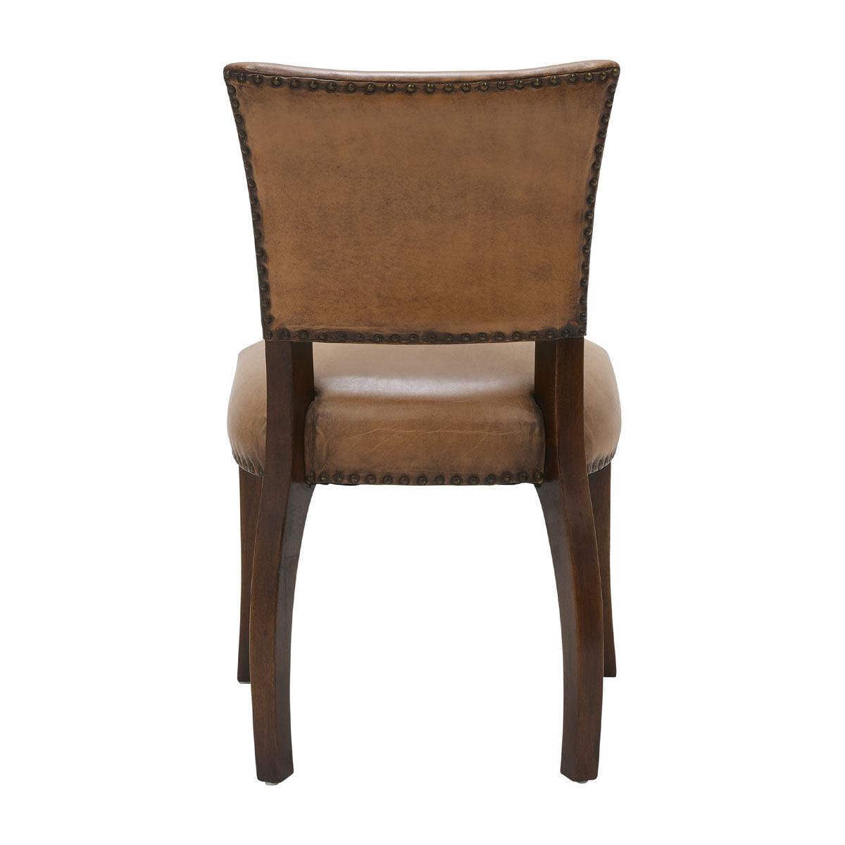 Side chair upholstered in antique buffalo leather on a birch frame