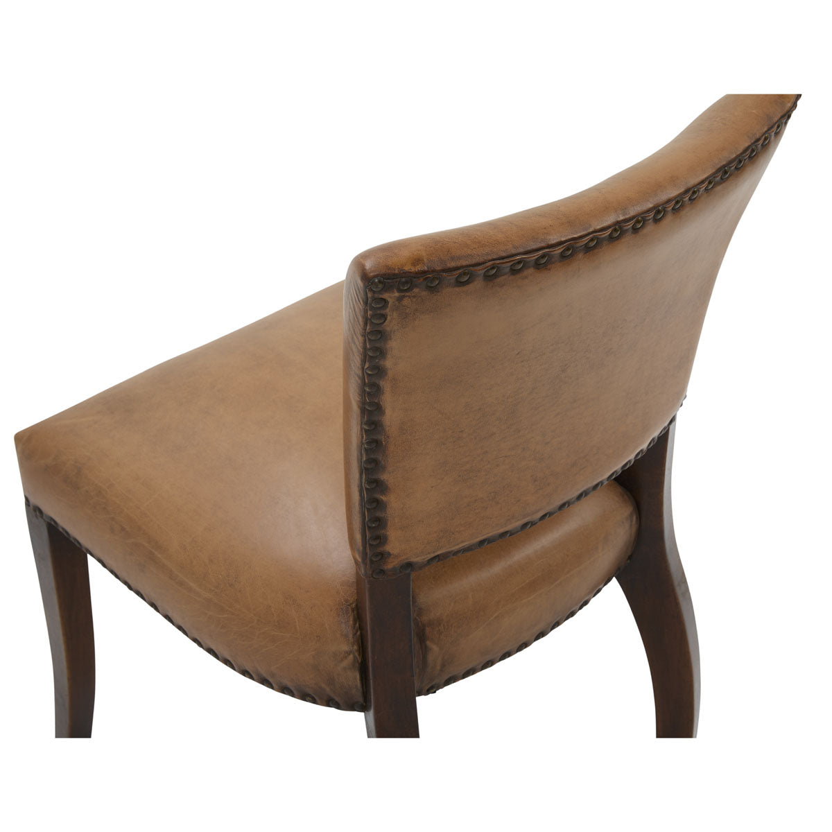 Side chair upholstered in antique buffalo leather on a birch frame