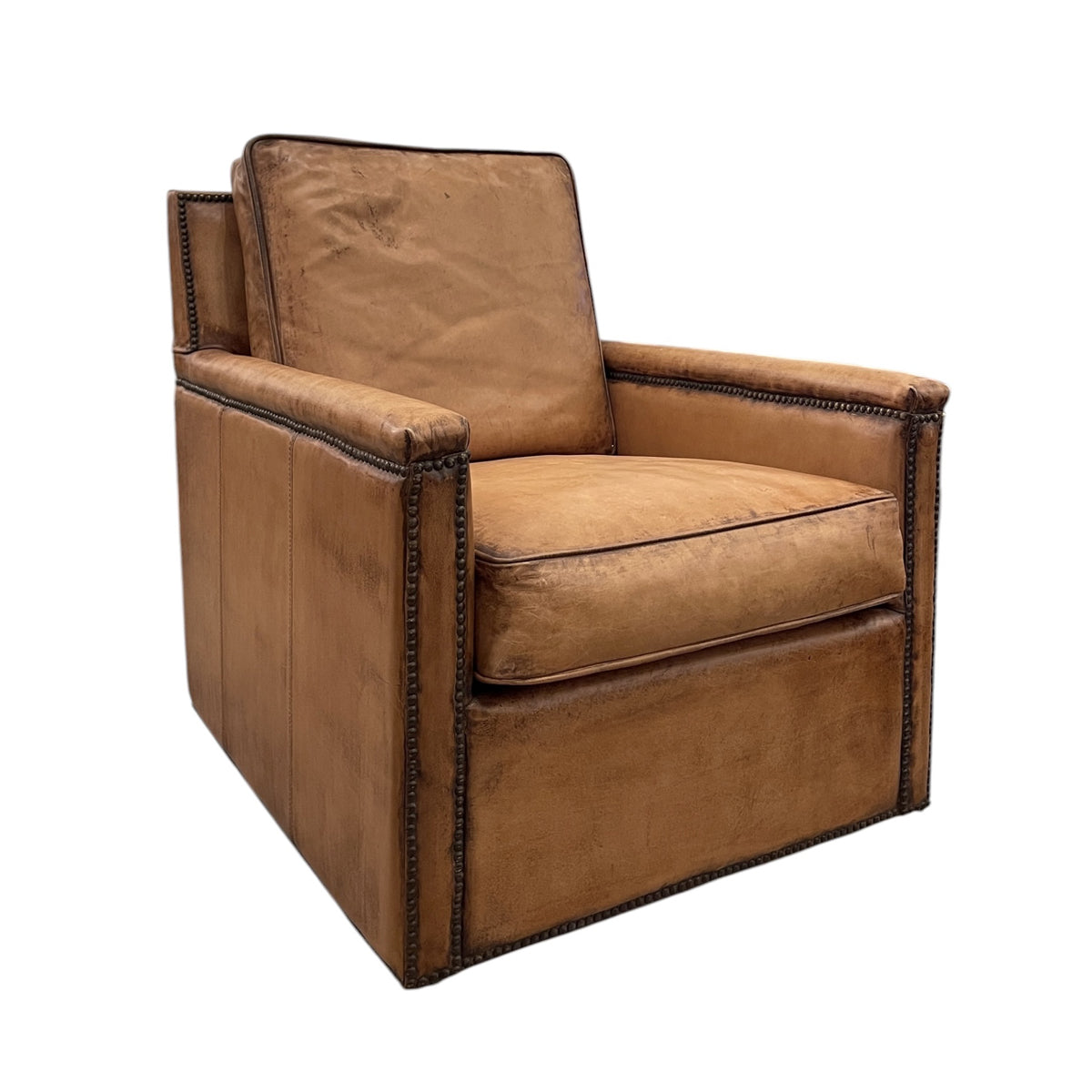 Keswick Swivel Chair in Antique Buffalo Leather